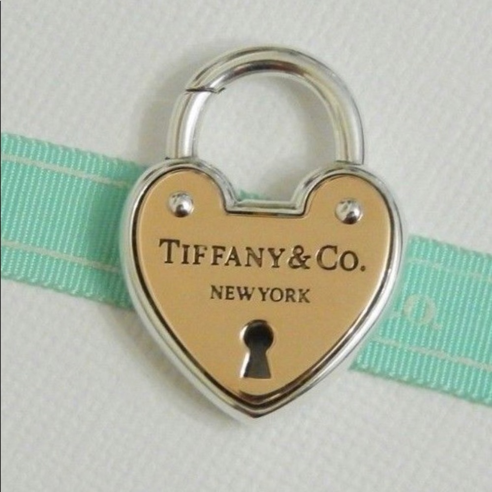 Auth Tiffany 18k Gold and Silver Padlock Locket